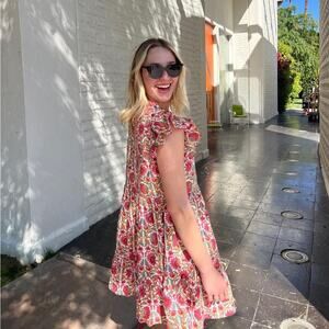 Caroline Constas Pink Mini Dress in Strawberry Print M NWT